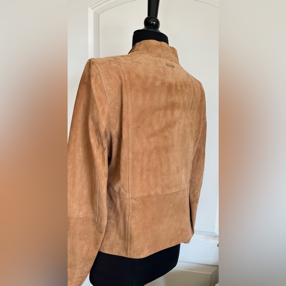 Tommy Bahama Size SM Tan Goat Suede Open Cardigan Long Cascade Jacket - Picture 5 of 9
